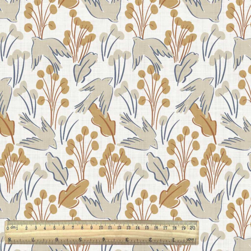 Printed Cotton DIANE Off-White / Ochre